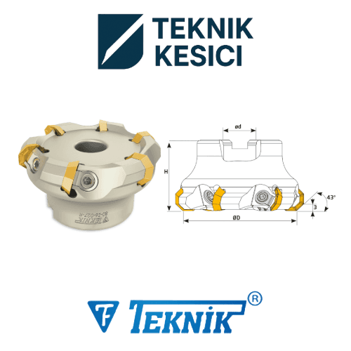 43° OFCR 0704 - Teknik Kesici Teknik 43° Tarama Başlığı D050 d22 Z04 OFCR 07