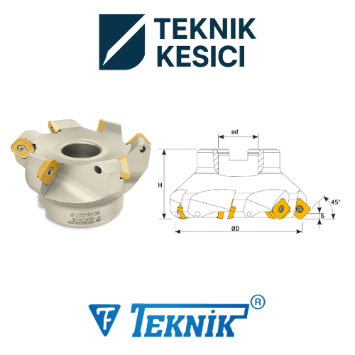 45° SEET 12T3 R245 - Teknik Kesici Teknik 45° Tarama Başlığı D125 d40 Z08 SEET 12