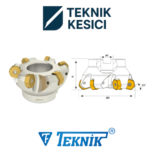 55° HNGX 0906 - Teknik Kesici Teknik 55° Tarama Başlığı D125 d40 Z08 HNGX 09