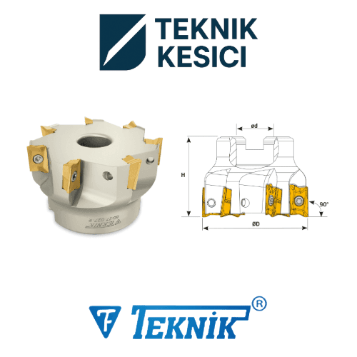 90° APKT 1705 - Teknik Kesici Teknik 90° Tarama Başlığı D080 d27 Z07 APKT 17