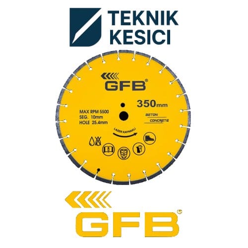 GFB Beton Kesme Testere Lazer Kaynaklı 300 x 254 - Teknik Kesici GFB Beton Kesme Testere Lazer Kaynaklı 450 x 25.4 x 10 mm