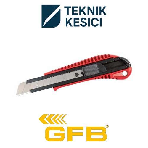 GFB Metal Maket Bıçağı Kırmızı - Siyah 18 mm - Teknik Kesici Metal Maket Bıçağı Kırmızı - Siyah 18 mm - GFB 4501