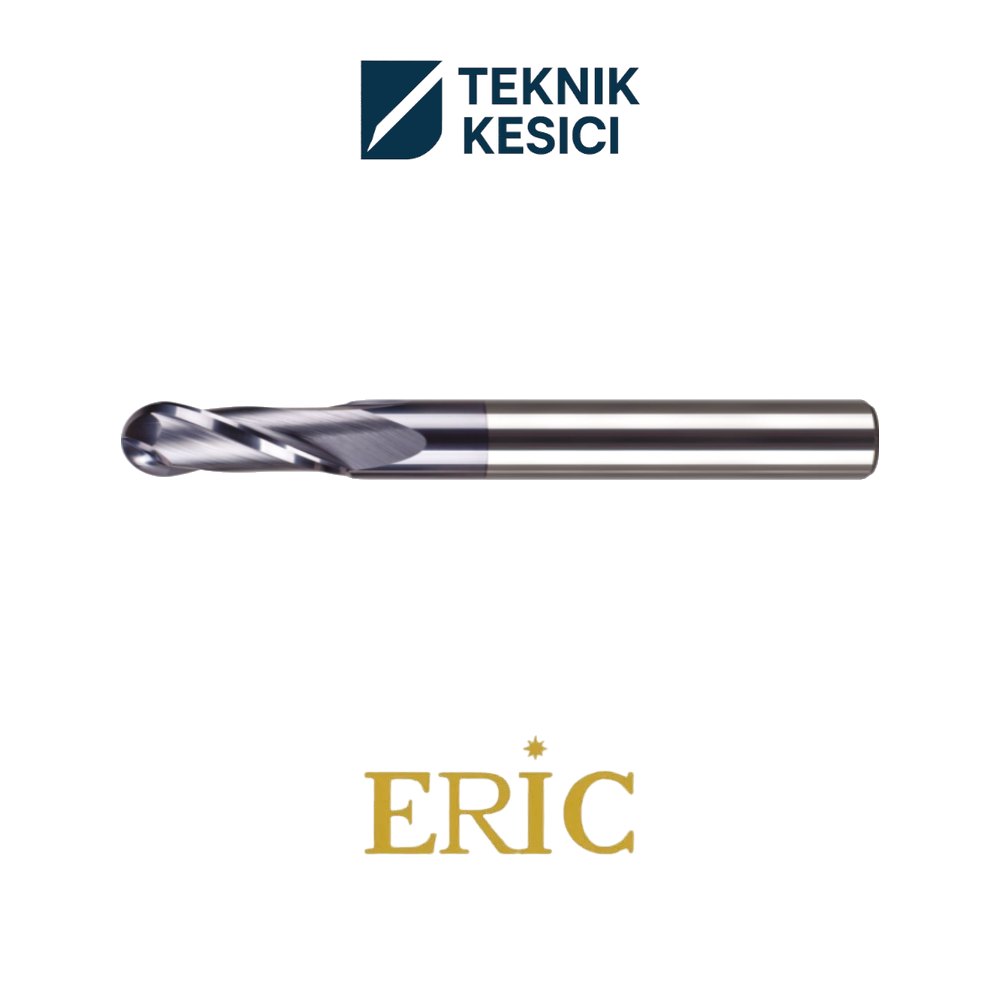Eric 6 mm 45HRC Uzun Karbür Küre Freze Boy 75 mm 2FKU0075600 - Teknik Kesici Eric 6 mm 45HRC Uzun Karbür Küre Freze Boy: 75 mm 2FKU0075600