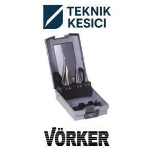 Vörker HSS Helis Kanallı Kademeli Sac Delme Matkabı Seti 3 Parça - Vörker