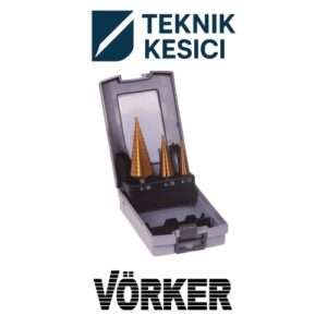 Vörker HSS TiN Kaplı Kademeli Sac Delme Matkabı Seti 3 Parça - Vörker